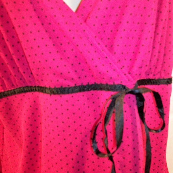 Giorgio Fiorlini Collection Womens Top Blouse Size Large V-Neck Dots Ties Pink - Picture 3 of 5